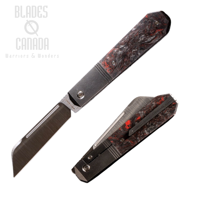 (Coming Soon)Jack Wolf After Hours Jack Folding Knife, S90V Satin, Fat Carbon Dark Matter Red, AFTER-02-FC-DM-RED